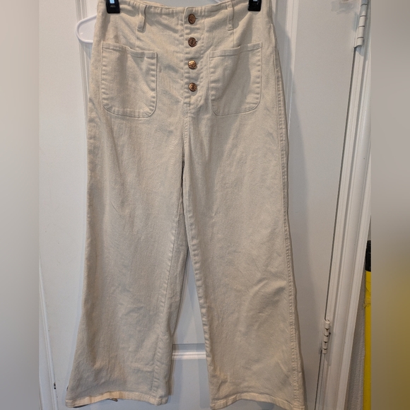 🤍 Entro High-Waisted Button Fly Pants | Cream | Size M - Picture 2 of 16